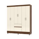 Ver imagem 2 de Guarda Roupa Casal Abruzzo 6 Portas de Bater 2 Gavetas com Cabideiro Nogueira/offwhite G98 - Gran Be