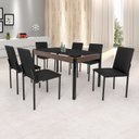 Ver imagem 1 de Conjunto Sala de Jantar Mesa Dubai 140x80cm Tampo Vidro com 6 Cadeiras Preto
