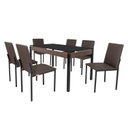 Ver imagem 2 de Conjunto Sala de Jantar Mesa Dubai 140x80cm Tampo Vidro com 6 Cadeiras Preto/Linho Marrom