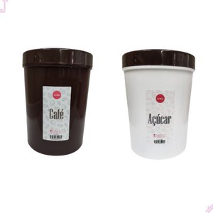Kit 2 Potes Café Açúcar Porta Mantimentos com Tampa Cozinha
