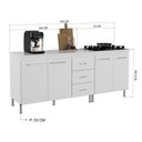 Ver imagem 4 de Kit 2 Balcões Modulados Gabinete Pia 120cm e Cooktop 70cm com Tampo Viena Branco