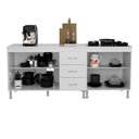 Ver imagem 3 de Kit 2 Balcões Modulados Gabinete Pia 120cm e Cooktop 70cm com Tampo Viena Branco