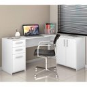 Ver imagem 3 de Conjunto 2 Peças com Mesa para Escritório em L e Armário Multiuso Alto Aberto Espresso Móveis Branco
