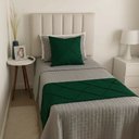 Ver imagem 1 de Peseira Drapeada Veludo Luxo 1,60x0,50m Dupla Face cama solteiro Verde Escuro