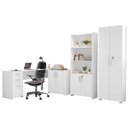 Ver imagem 2 de Conjunto 3 Peças com Mesa para Escritório em L, Armário Multiuso Alto Aberto e Fechado Branco
