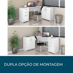 Kit 3 Peças com Mesa para Escritório em L, Armário Multiuso Alto Aberto e Armário Fechado - 12