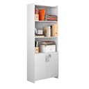 Ver imagem 6 de Kit 3 Peças com Mesa para Escritório em L, Armário Multiuso Alto Aberto e Armário Fechado