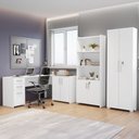 Ver imagem 1 de Conjunto 3 Peças com Mesa para Escritório em L, Armário Multiuso Alto Aberto e Fechado Branco