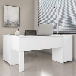 Kit 3 Peças com Mesa para Escritório em L, Armário Multiuso Alto Aberto e Armário Fechado - 10