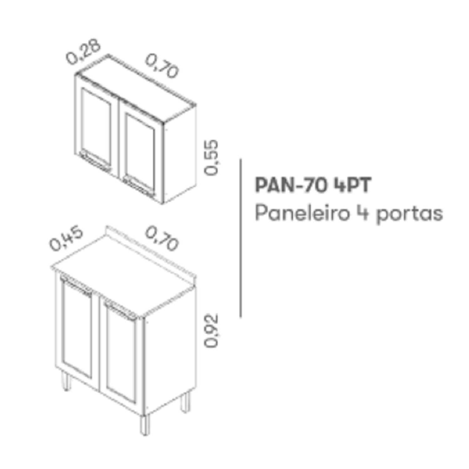 Cozinha Compacta em Aço 2 Peças 4 Portas Florença  - 3