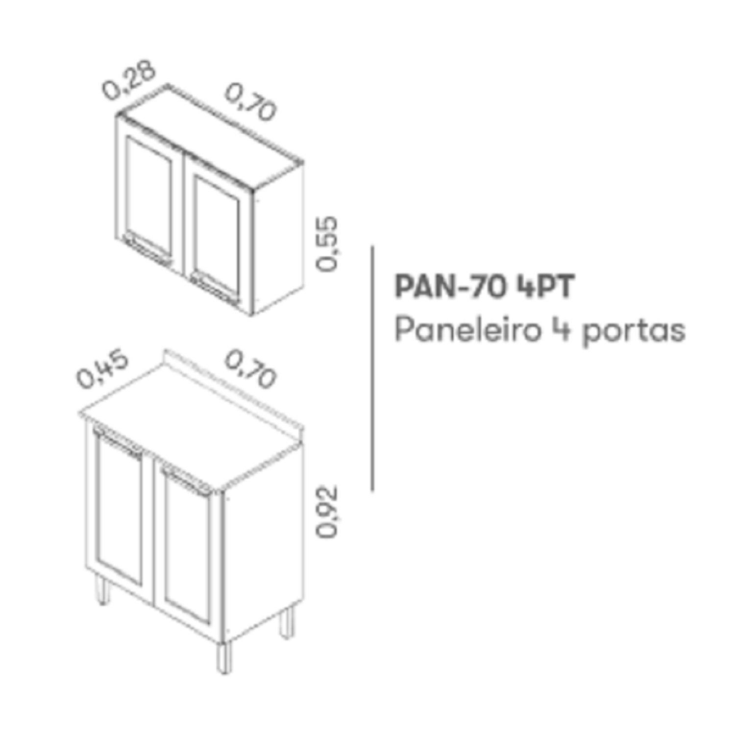 Cozinha Compacta em Aço 2 Peças 4 Portas Florença  - 4