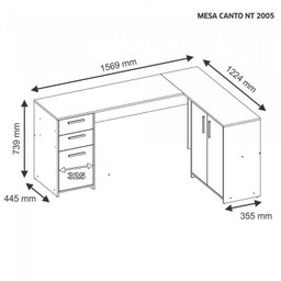 Kit 4 Peças com Mesa para Escritório em L 1, Escrivaninha, Armário Multiuso Aberto e Armário Fechado - 10