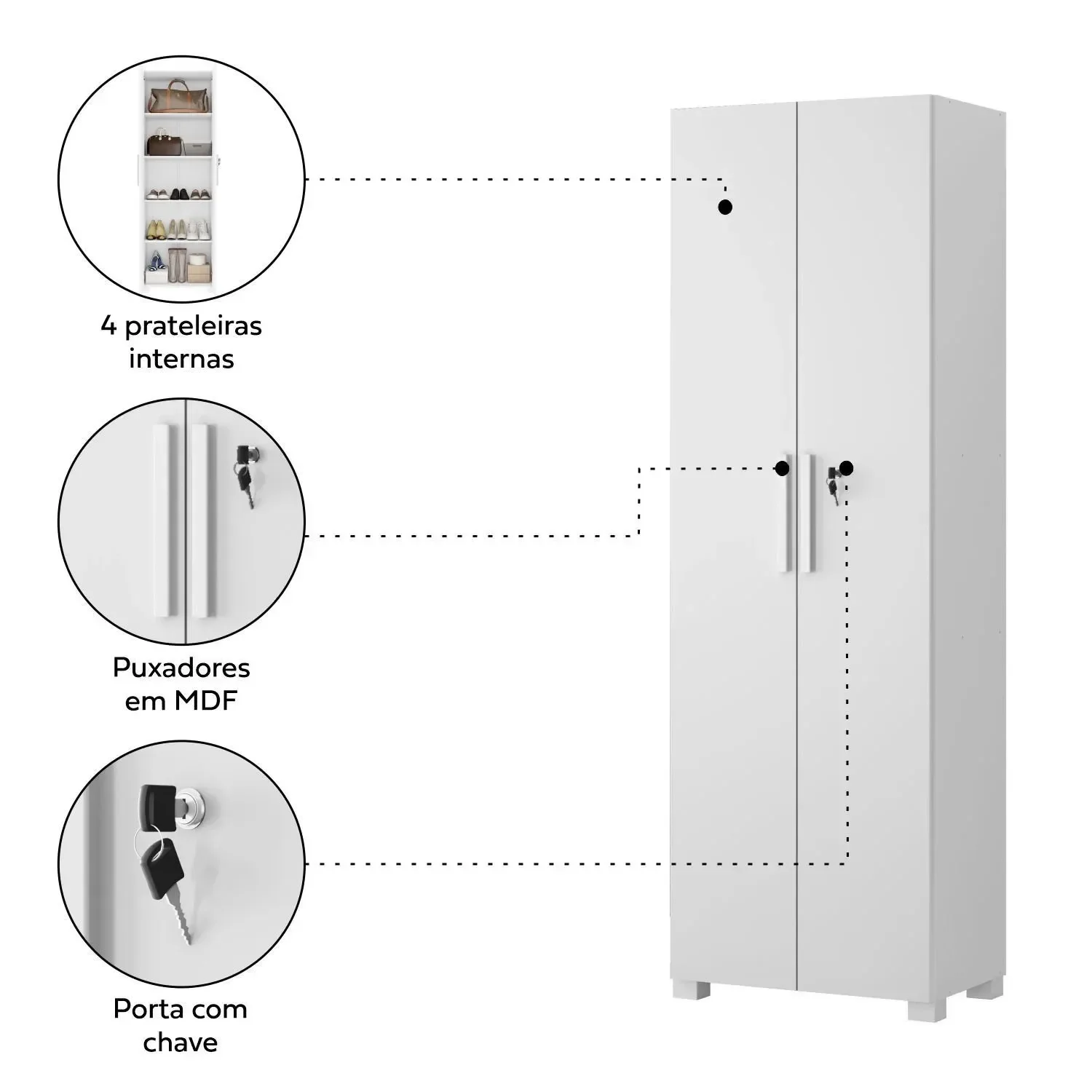 Kit 4 Peças com Mesa para Escritório em L 1, Escrivaninha, Armário Multiuso Aberto e Armário Fechado - 20