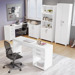 Mesa de Escritório em L 2 Gavetas 3 Portas Office Nt 2005  - 12