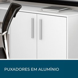 Kit 4 Peças com Mesa para Escritório em L 1, Escrivaninha, Armário Multiuso Aberto e Armário Fechado - 9
