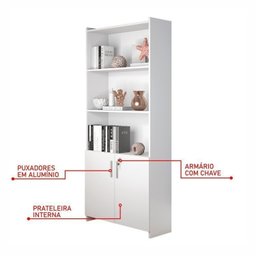 Kit 4 Peças com Mesa para Escritório em L 1, Escrivaninha, Armário Multiuso Aberto e Armário Fechado - 16