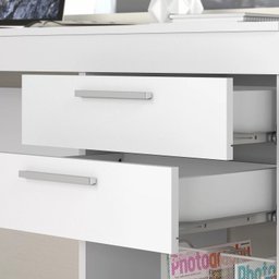Kit 4 Peças com Mesa para Escritório em L 1, Escrivaninha, Armário Multiuso Aberto e Armário Fechado - 5