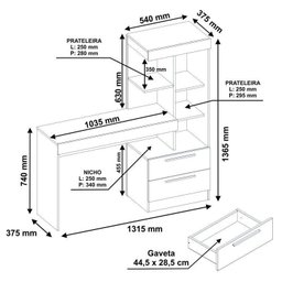Kit 2 Peças 1 Escrivaninha com Estante 1 Armário 2 Portas Espresso Móveis - 10