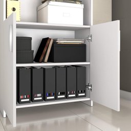 Kit 2 Peças 1 Escrivaninha com Estante 1 Armário 2 Portas Espresso Móveis - 12