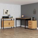 Ver imagem 1 de Conjunto 3 Peças 100% MDF com Escrivaninha, Gaveteiro e Balcão Estilo Industrial Marrom