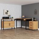 Ver imagem 2 de Conjunto 3 Peças 100% MDF com Escrivaninha, Gaveteiro e Balcão Estilo Industrial Marrom