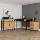 Ver imagem 2 de Conjunto 3 Peças com Escrivaninha, Gaveteiro e Balcão Estilo Industrial Marrom 100% MDF