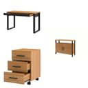 Ver imagem 3 de Conjunto 3 Peças 100% MDF com Escrivaninha, Gaveteiro e Balcão Estilo Industrial Marrom