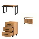 Ver imagem 3 de Conjunto 3 Peças com Escrivaninha, Gaveteiro e Balcão Estilo Industrial Marrom 100% MDF
