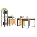 Ver imagem 2 de Conjunto 4 Peças para Escritório Office Industrial 1 Mesa Escrivaninha em L 1 Gaveteiro 1 Armário 1 Estante Marrom 100% MDF