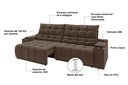 Ver imagem 3 de Sofá Connect Premium 2,00m Assento Retrátil e Reclinável com Porta Copos e Entrada USB Suede Marrom