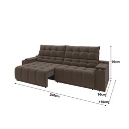 Sofá Connect Premium 2,00m Assento Retrátil/reclinável com Porta Copos e Entrada Usb Suede Marrom - 2