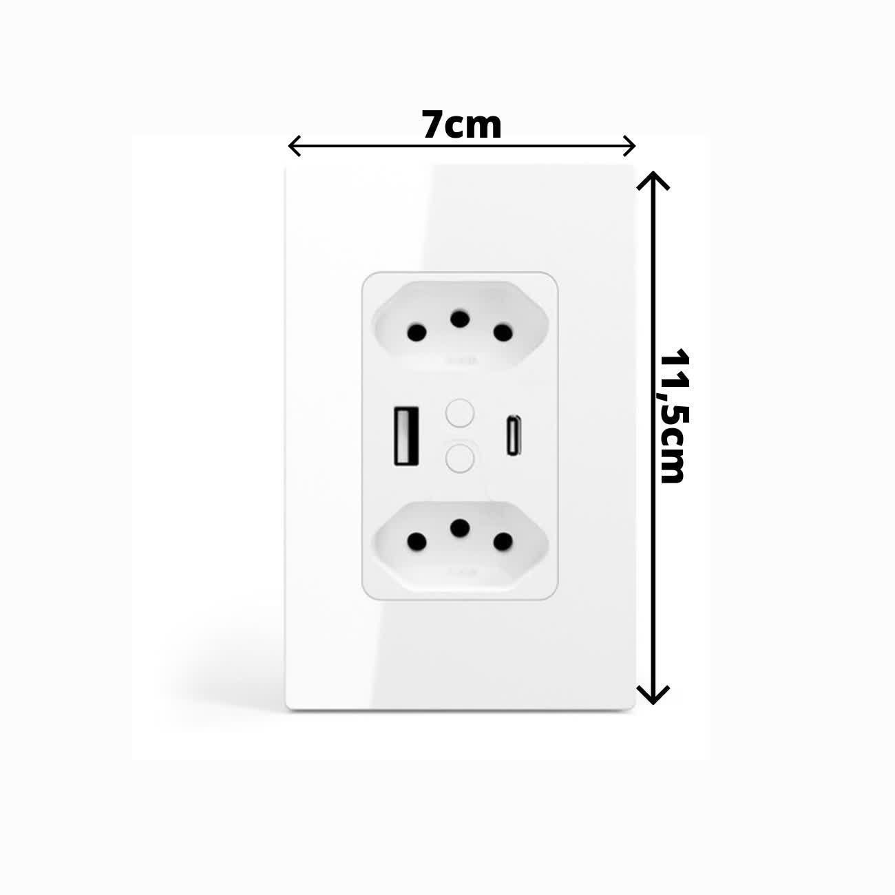 Kit 2 Tomada Dupla 10a + 1a1c Ekac-t217 - 3