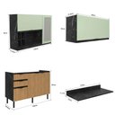 Ver imagem 5 de Cozinha Modulada Esmeralda Aéreo e Balcão 200cm Porta Vidro Cor:lunar com Freijó e Verde Mar