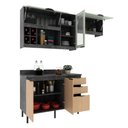 Ver imagem 6 de Cozinha Modulada Esmeralda Aéreo e Balcão 200cm Porta Vidro Cor:lunar com Freijó e Verde Mar