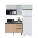 Ver imagem 4 de Cozinha Modulada Esmeralda Aéreo e Balcão 200cm Porta Vidro Cor:lunar com Freijó e Verde Mar