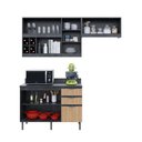 Ver imagem 7 de Cozinha Modulada Esmeralda Aéreo e Balcão 200cm Porta Vidro Cor:lunar com Freijó e Verde Mar