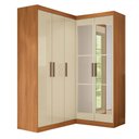 Ver imagem 2 de Guarda-roupa Solteiro Modulado Paris 5 Portas com Espelho Cinamomo/off White - Maxel