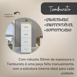 Gaveteiro/Arquivo Executivo com Chave para Pasta Suspensa, 4 Gavetas, Tampo em Tamburato - 17