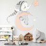 Adesivo de Parede Infantil Elefantinho Baby Subindo na Lua-Pequeno 55x56cm - 1