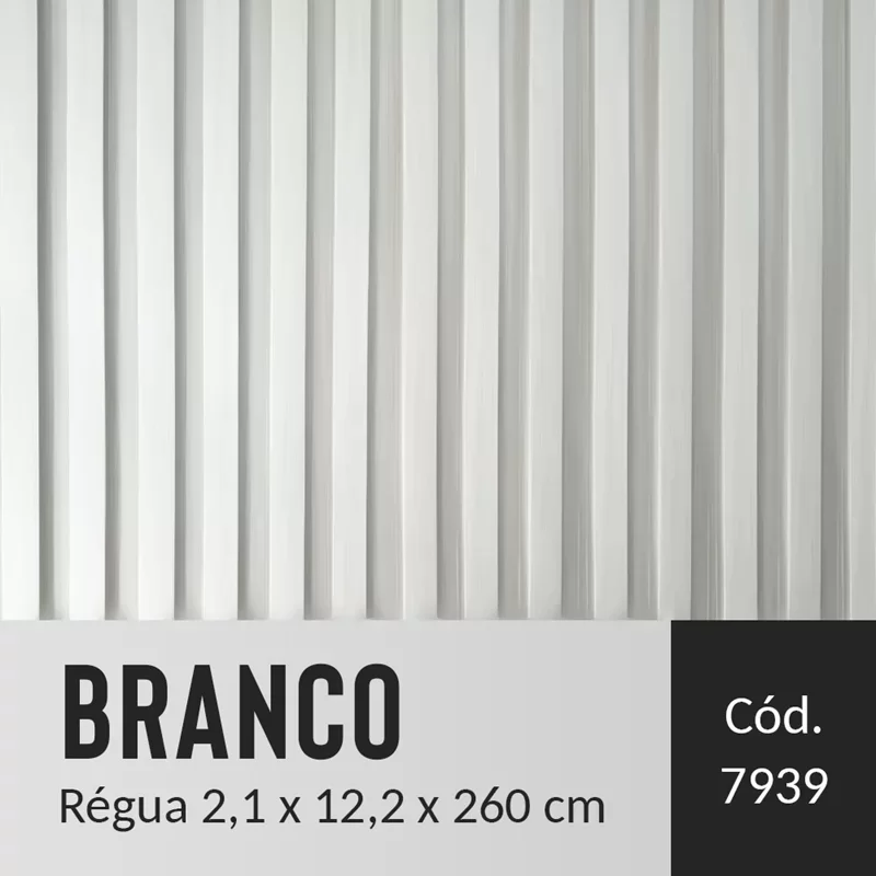 Painel Ripado em Barra 260x12,2cm (0,32m²) Branco EspaçoWall - 3