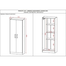 Armario Multiuso 2 Portas Suporte Vassoura Lavanda Kits Paraná Cor:branco White - 3