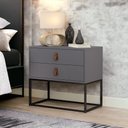 Ver imagem 1 de Kit 2 Mesas de Cabeceira Unic 60 Cinza com Base Preto