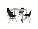 Ver imagem 2 de Mesa Industrial Base Ferro Preto em V Tampo 137x90 Branco 4 Cadeiras Eames Madeira Assento Preto