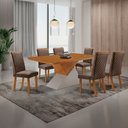 Ver imagem 2 de Mesa de Jantar Aster 180 cm Tampo MDF Canto Copo Laminado e 6 Cadeiras Lira