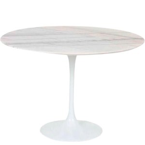 Mesa de Jantar Tulipa Saarinen Redonda 140 Cm Mármore Branco Extra Cor Branco