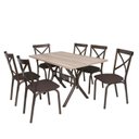 Ver imagem 3 de Conjunto Sala de Jantar Mesa 136x80cm Tampo MDF/MDP com 6 Cadeiras Karina Marrom/Bronze/Linho