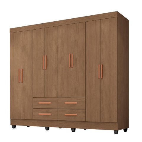 Roupeiro Lite 8 Portas 4 Gavetas Guarda-roupa Casal - Carvalho Oak