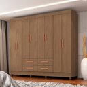 Ver imagem 2 de Roupeiro Lite 8 Portas 4 Gavetas Guarda-roupa Casal - Carvalho Oak