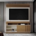 Ver imagem 2 de Home Painel Goiás com Porta Ripada para Tv até 55” Polegadas Off White/amendoa