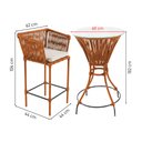 Ver imagem 6 de Conjunto 2 Banquetas Terna Bistrô Tampo de Vidro Baré em Aço e Corda Náutica Terracota Assento Bege